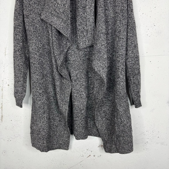 Theory Waterfall Drape Front Open Front Marled Cardigan Sweater Petite - Picture 4 of 11